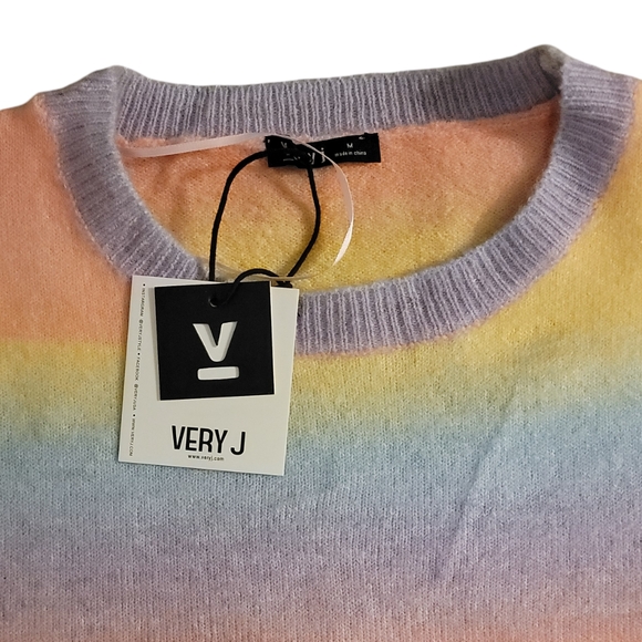 VERY J RAINBOW OMBRE SWEATER NWT - Picture 3 of 5